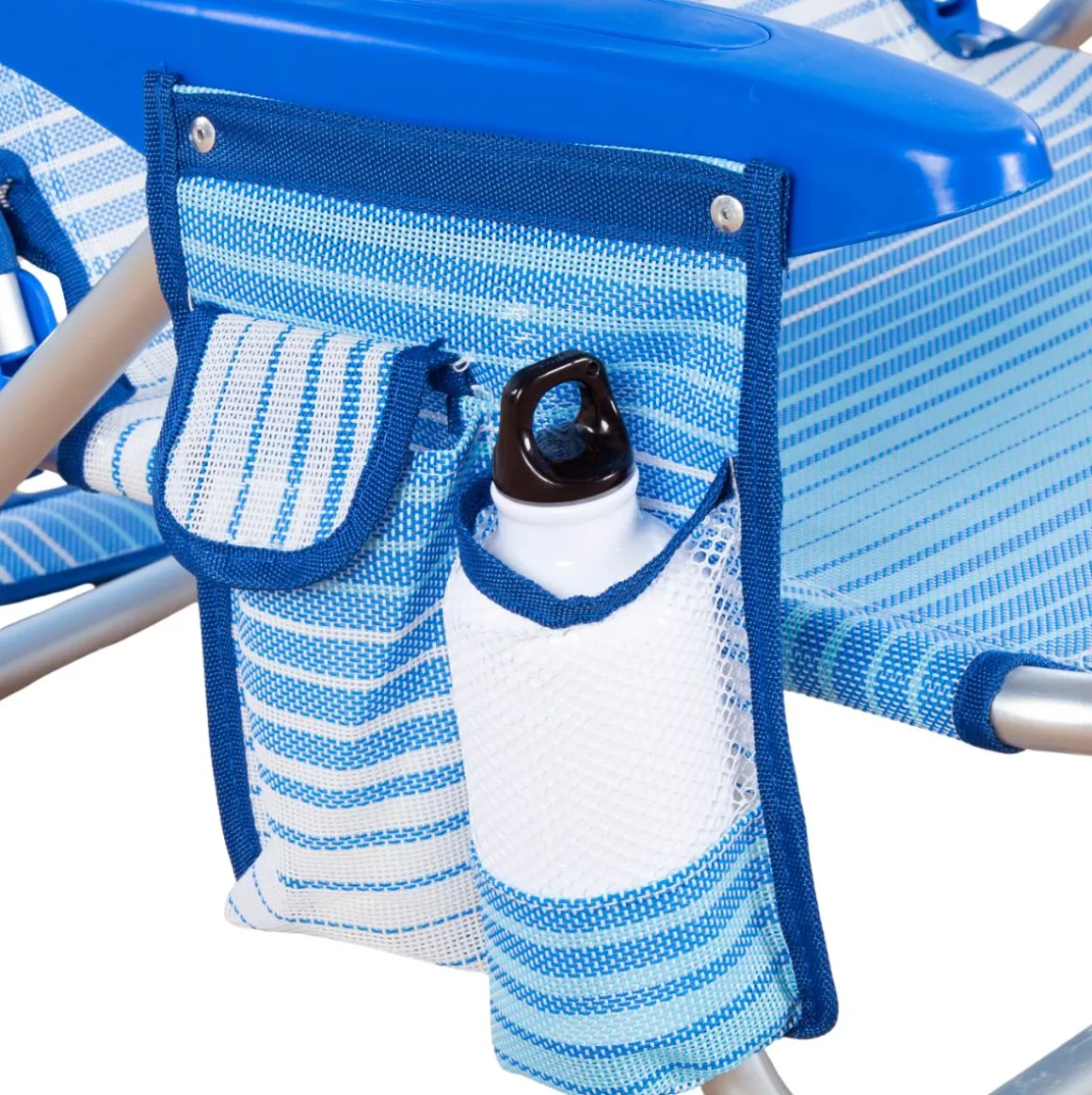 Silla de playa Mallorca Aktive cojín + bolsillos + asa azul claro