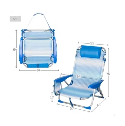 Silla de playa Mallorca Aktive cojín + bolsillos + asa azul claro