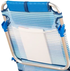Silla de playa Mallorca Aktive cojín + bolsillos + asa azul claro