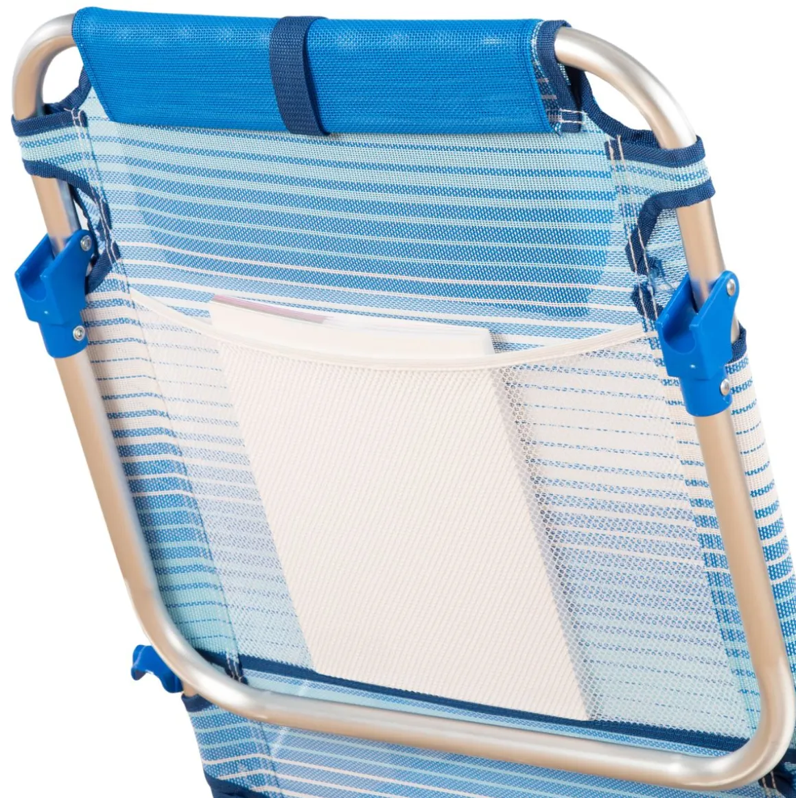 Silla de playa Mallorca Aktive cojín + bolsillos + asa azul claro