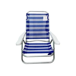Silla de playa New Ariel reclinable con asas azul/blanco 81x66x62,5 cm
