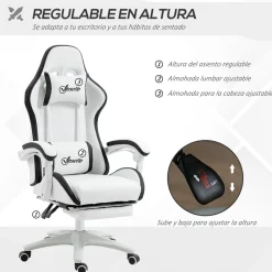 Silla gaming Blane Vinsetto altura regulable con reposapiés blanco 121-129x65x65 cm