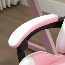 Silla gaming Candy Vinsetto cojín lumbar rosa 119-127x64x67 cm