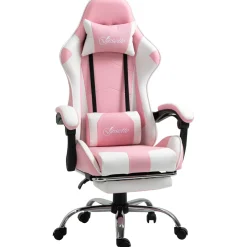 Silla gaming Candy Vinsetto cojín lumbar rosa 119-127x64x67 cm