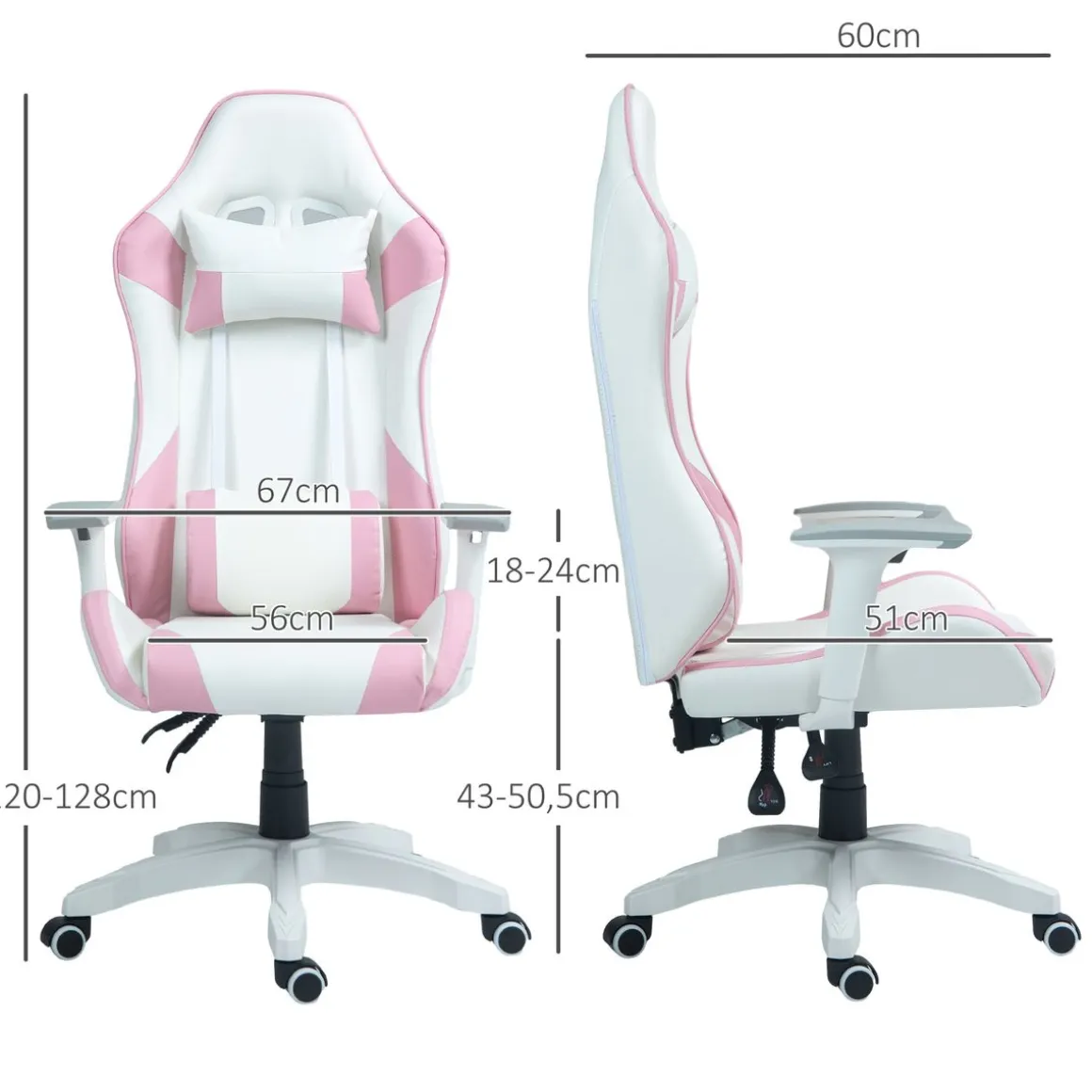 Silla gaming Powick Homcom altura ajustable 120-128x67x60 cm
