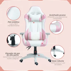 Silla gaming Powick Homcom altura ajustable 120-128x67x60 cm
