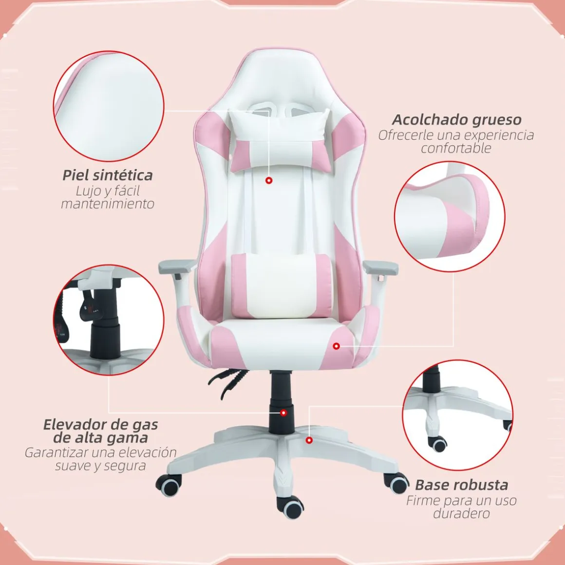 Silla gaming Powick Homcom altura ajustable 120-128x67x60 cm
