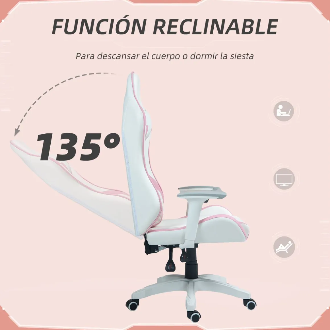 Silla gaming Powick Homcom altura ajustable 120-128x67x60 cm
