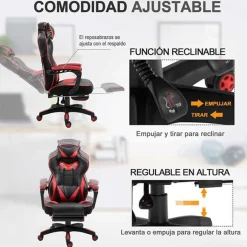 Silla gaming regulable con reposapiés