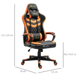Silla gaming Vade Vinsetto altura regulable con reposacabzas negro/naranja 121-129x61x70 cm