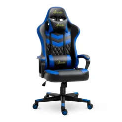 Silla gaming Vinsetto altura regulable reposacabezas cojín lumbar azul/negro 121/129x61x70 cm
