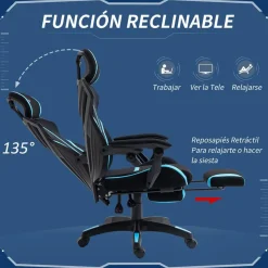 Silla Gaming Vinsetto con reposapies azul/negro 119-129x65x65 cm