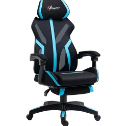 Silla Gaming Vinsetto con reposapies azul/negro 119-129x65x65 cm