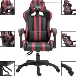 Silla gaming Volutha con reposabrazos reclinable 115-122x61,5x68 cm