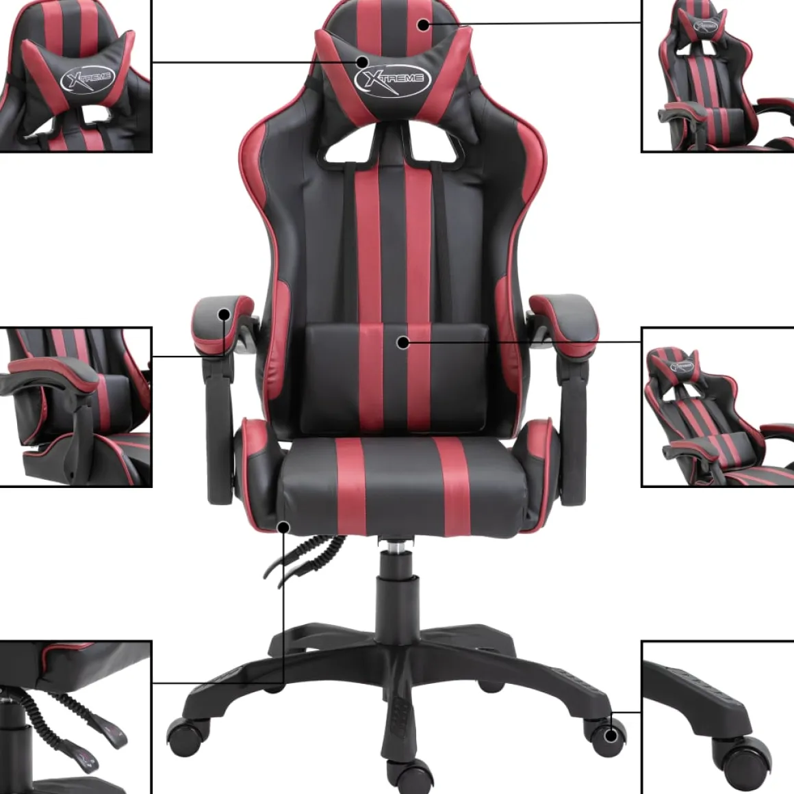 Silla gaming Volutha con reposabrazos reclinable 115-122x61,5x68 cm