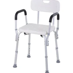 Silla para ducha Homcom regulable con respaldo+reposabrazos blanco 71-84x51,5x43,5 cm