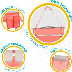 Silla plegable Aktive 4 posiciones con cojín + bolsillo + asa 76x64x45 cm