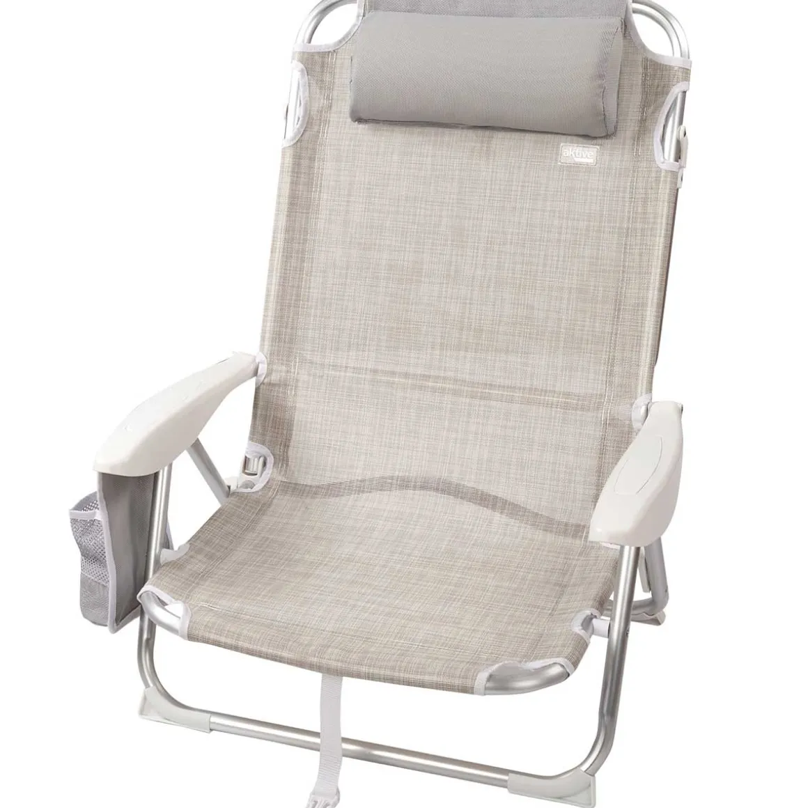 Silla plegable Aktive 4 posiciones con cojín + bolsillo + asa 76x64x45 cm