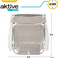 Silla plegable Aktive 4 posiciones con cojín + bolsillo + asa 76x64x45 cm