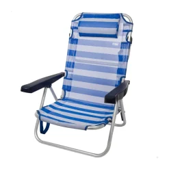 Silla plegable Aktive multiposición + cojín azul 84x54x46 cm