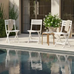 Silla plegable Birki blanco 78x44x41 cm