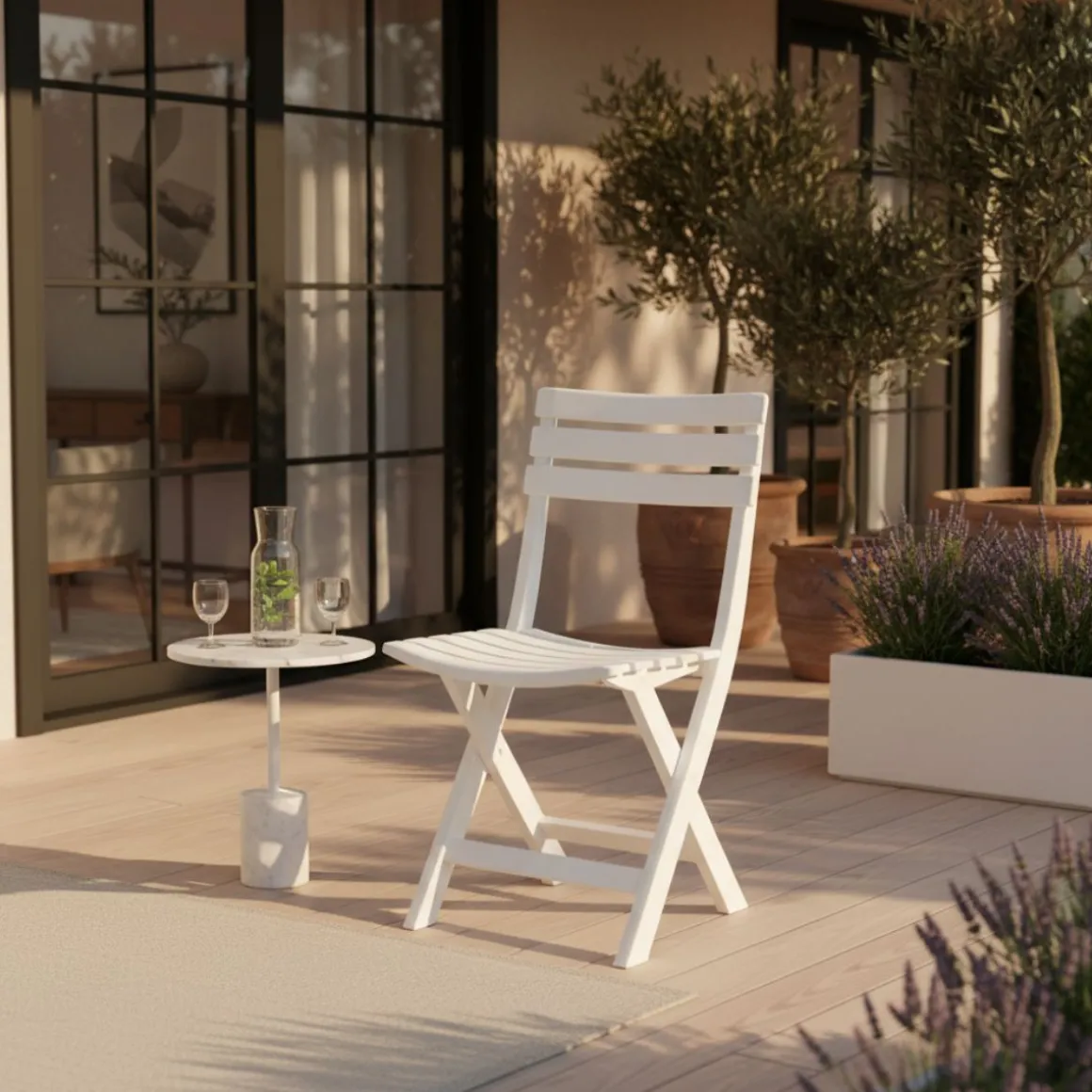 Silla plegable Birki blanco 78x44x41 cm