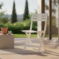 Silla plegable Birki blanco 78x44x41 cm