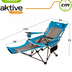 Silla tumbona Aktive Camping 2 posiciones con cojín azul