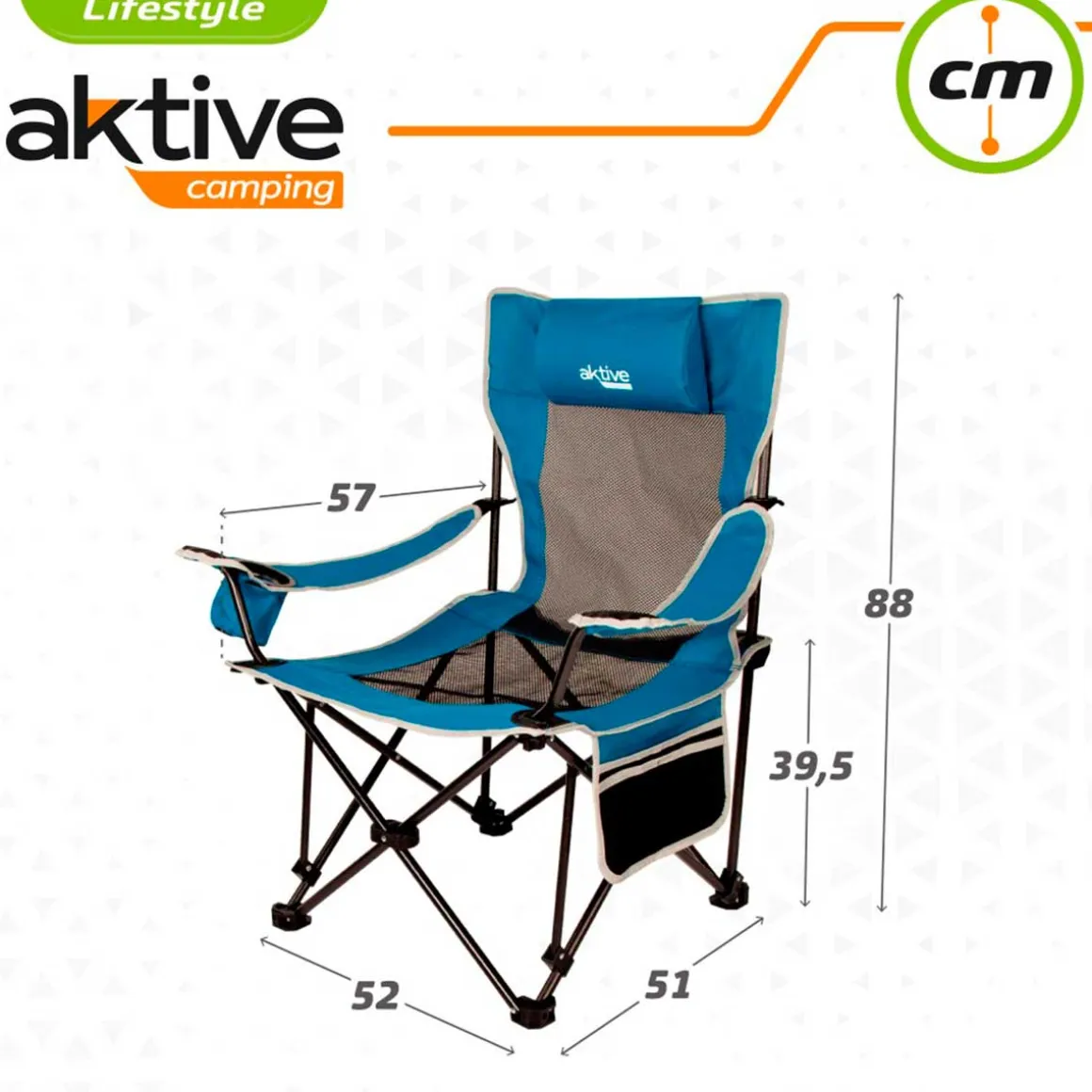 Silla tumbona Aktive Camping 2 posiciones con cojín azul