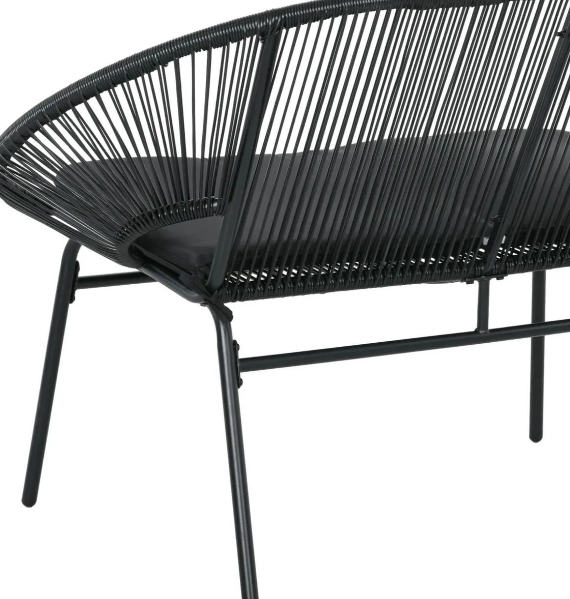 Sillón Acapulco Outsunny 2 plazas 260kg exterior negro 83x132x72 cm
