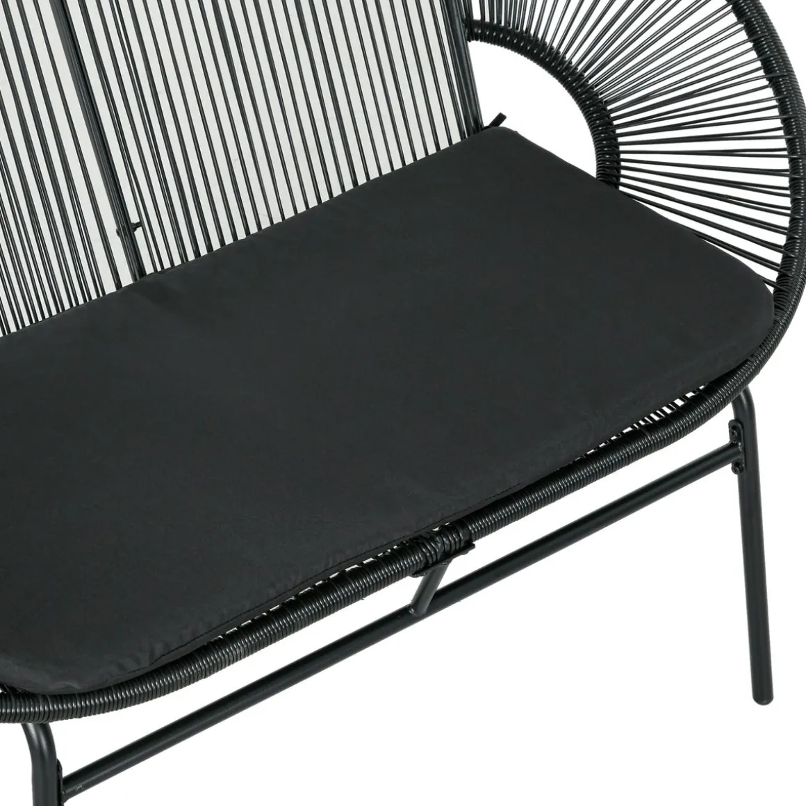 Sillón Acapulco Outsunny 2 plazas 260kg exterior negro 83x132x72 cm