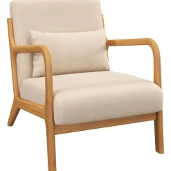 Sillón Batuta Homcom acolchado con reposabrazos beige 76x61x78 cm