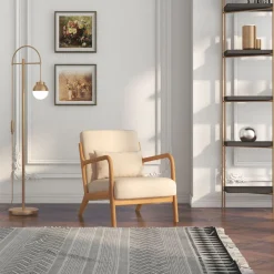 Sillón Batuta Homcom acolchado con reposabrazos beige 76x61x78 cm