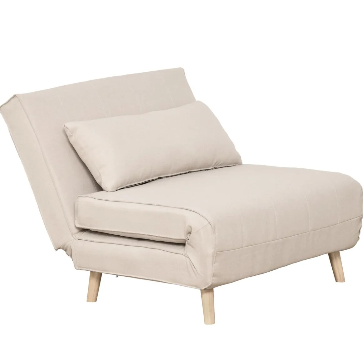 Sillón cama Derby Homcom respaldo ajustable beige 80x94x78 cm