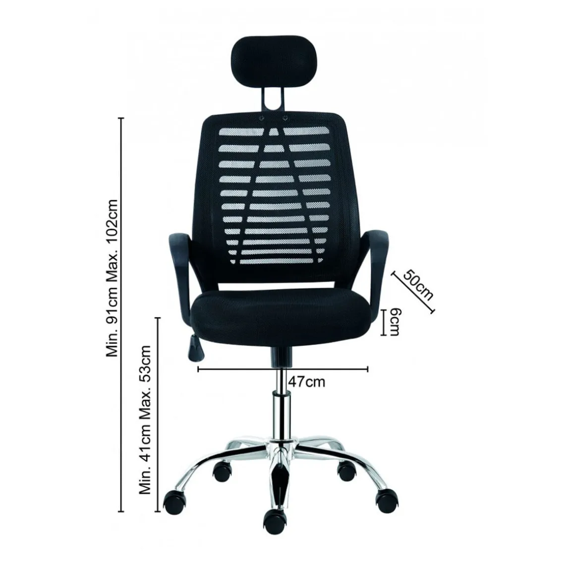 Sillón de despacho Repo altura ajustable negro 91-102x47x50 cm