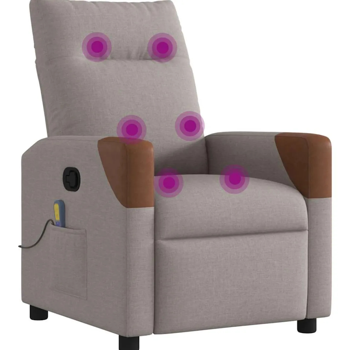 Sillón de masaje Catalina reclinable + 6 puntos de masaje + mando gris 84-100x69x86 cm
