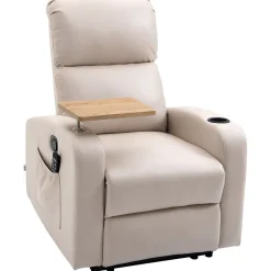 Sillón de masaje Dile Homcom con mesa giratoria 4 modos beige 105x77x93 cm