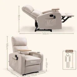 Sillón de masaje Dile Homcom con mesa giratoria 4 modos beige 105x77x93 cm