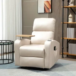 Sillón de masaje Dile Homcom con mesa giratoria 4 modos beige 105x77x93 cm
