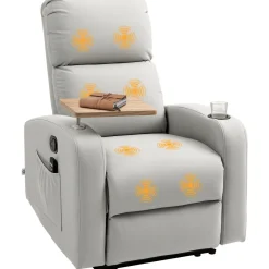 Sillón de masaje Kaede Homcom 4 modos + bandeja + portavasos gris 105x77x93 cm