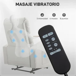 Sillón de masaje Kaede Homcom 4 modos + bandeja + portavasos gris 105x77x93 cm
