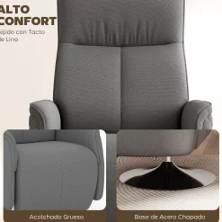 Sillón de masaje Kira Homcom 10 puntos de masaje + reposapiés + mando gris 117x68,5x77 cm