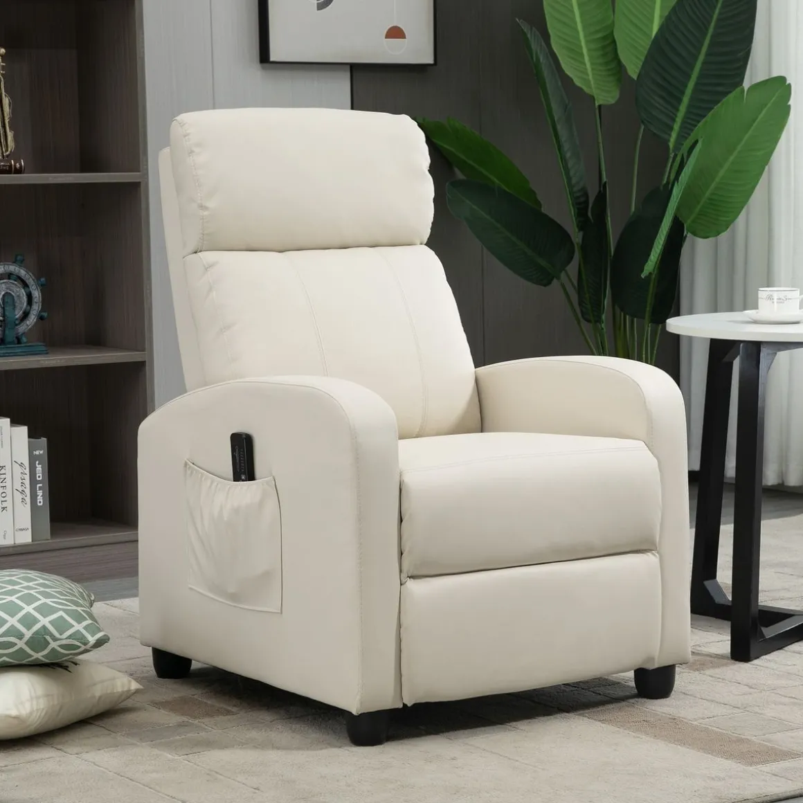 Sillón de masaje Rumbo Homcom 8 programas 5 intensidades crema 98x68x88 cm