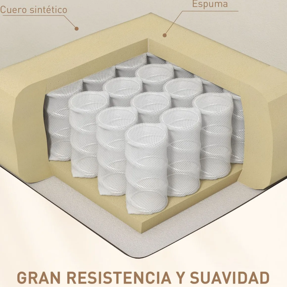Sillón de masaje Rumbo Homcom 8 programas 5 intensidades crema 98x68x88 cm