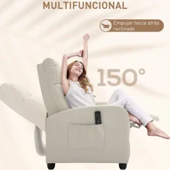 Sillón de masaje Rumbo Homcom 8 programas 5 intensidades crema 98x68x88 cm