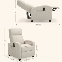 Sillón de masaje Rumbo Homcom 8 programas 5 intensidades crema 98x68x88 cm