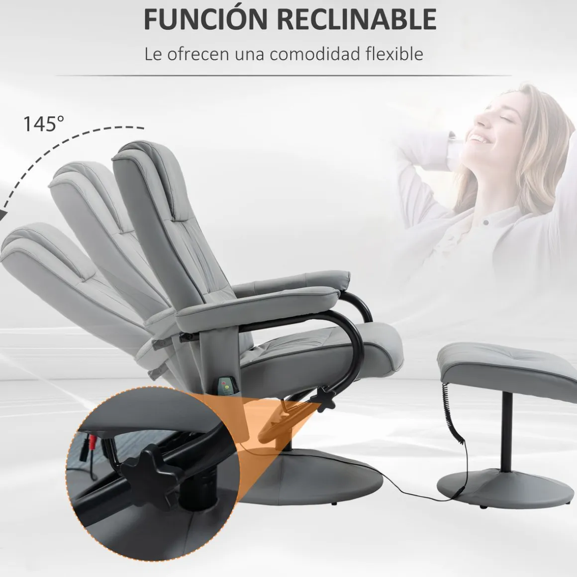 Sillón de masaje Valentín Homcom reclinable 10 puntos de masaje gris 102x77x88 cm