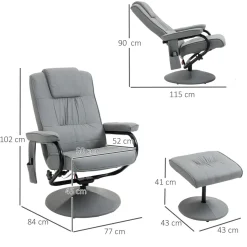 Sillón de masaje Valentín Homcom reclinable 10 puntos de masaje gris 102x77x88 cm