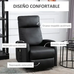 Sillón Glow Homcom elevable respaldo reclinable 105x67x95 cm