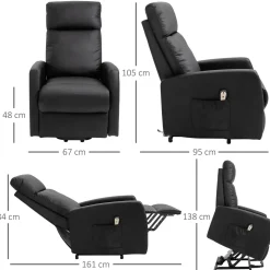 Sillón Glow Homcom elevable respaldo reclinable 105x67x95 cm
